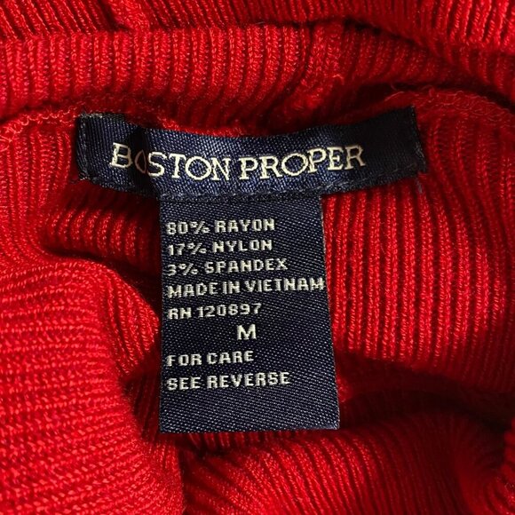 Boston Proper Red Long Sleeve Mock Neck Babydoll Sweater Dress Md - Picture 6 of 6